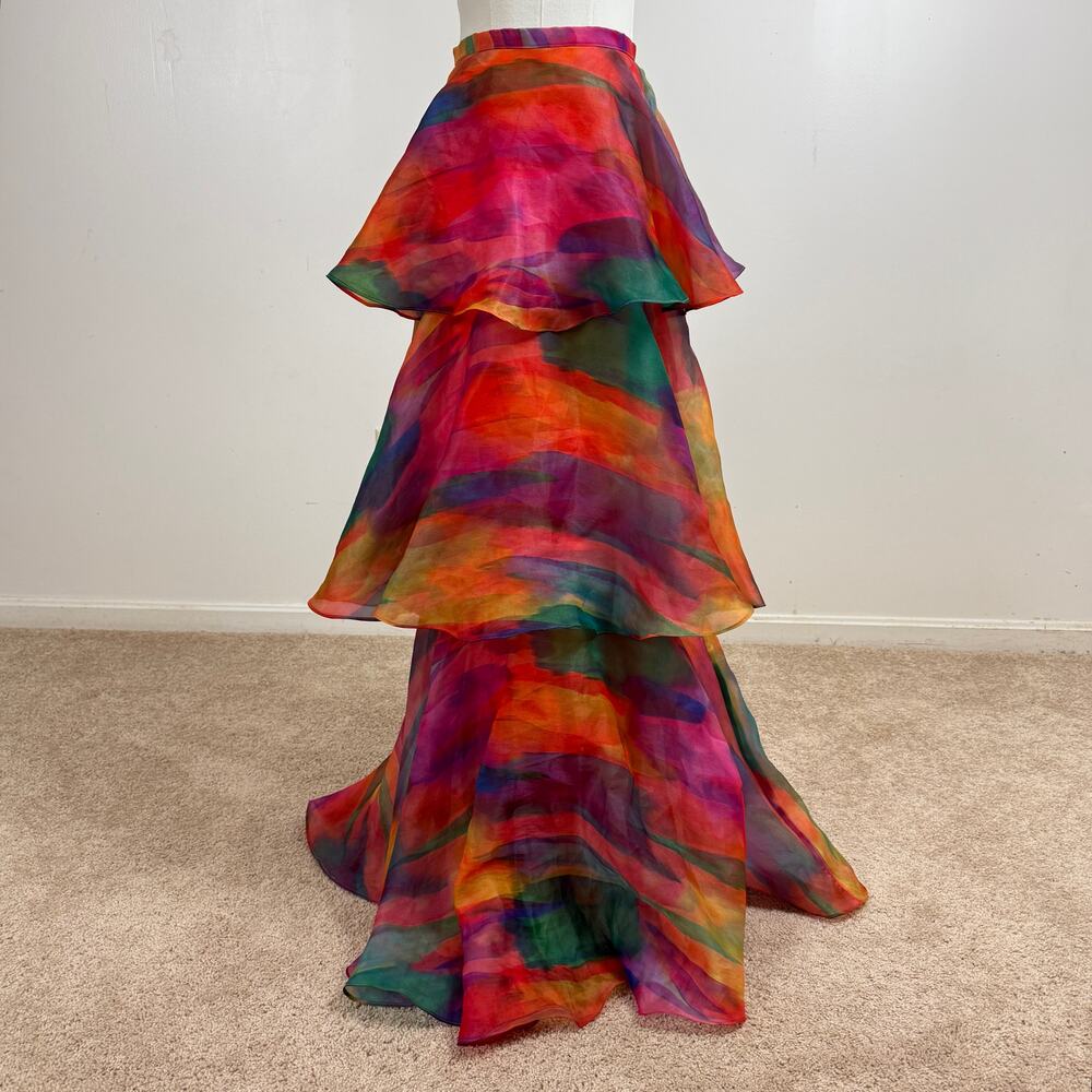 Yaura AURA Revolve Maxi Tiered Multi-Color Skirt UK 8 US 4